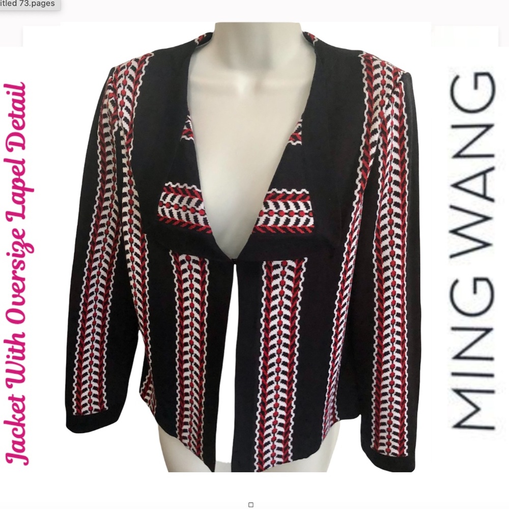 Gently Worn Ming Wang Red White Blue Oversized Lapel Jacket